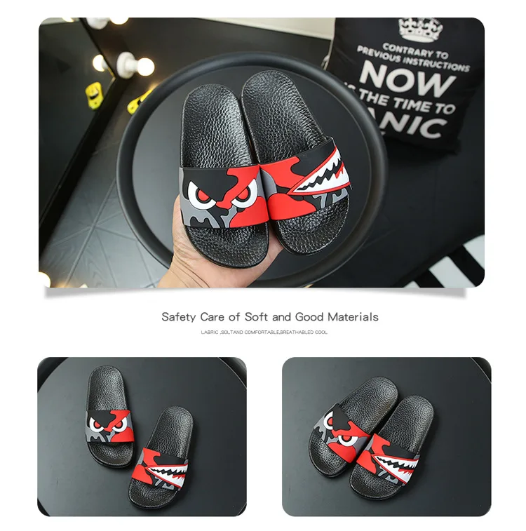 Fashion Shark Children Slippers for Boys Summer Sandals Kids Flip Flop Home Bath Shoes Baby Casual Non-slip Flat Beach Shoes