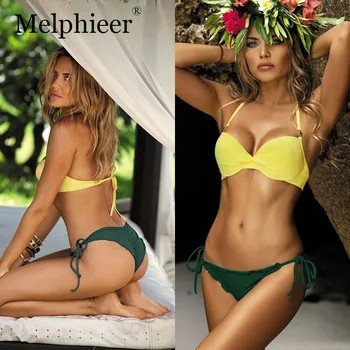 

Yellow Swimming Suit For Women Bathing Suit Support Swimsuit Swimwear Women Push Up Bikini Bikinis 2019 Biquini Maillot De Bain
