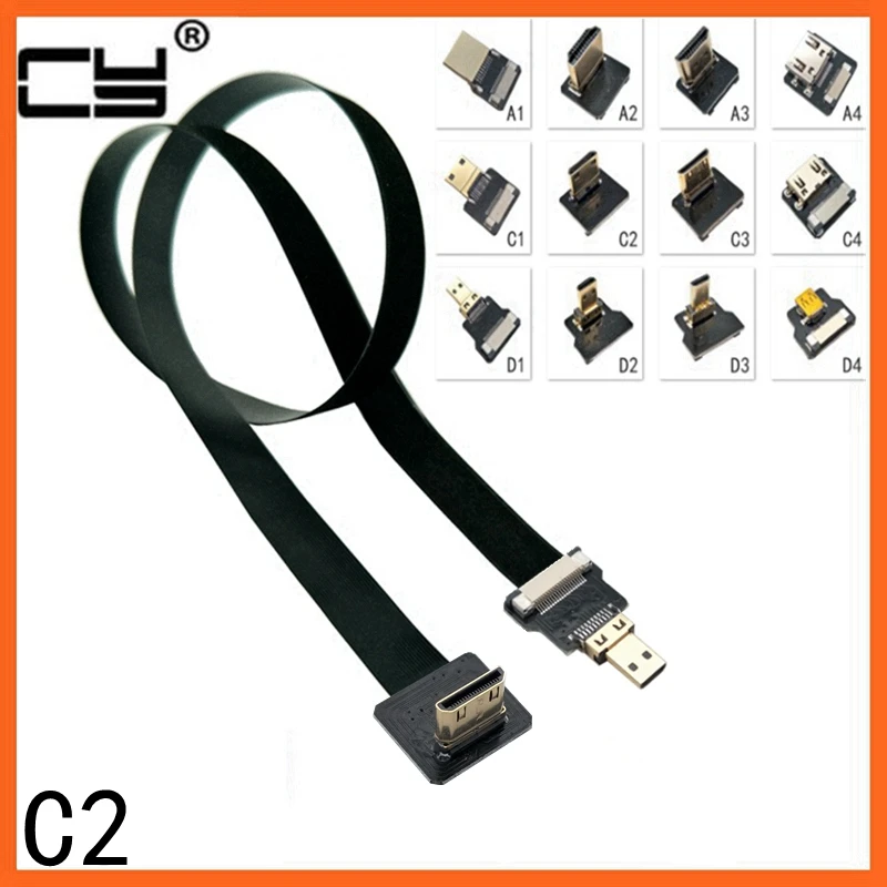 

C2 FPV HD-compatible Type A Male to HD Male HDTV FPC Flat Cable for Multicopter Aerial Photography 0.1m/0.2m/0.5m/0.8m/1m