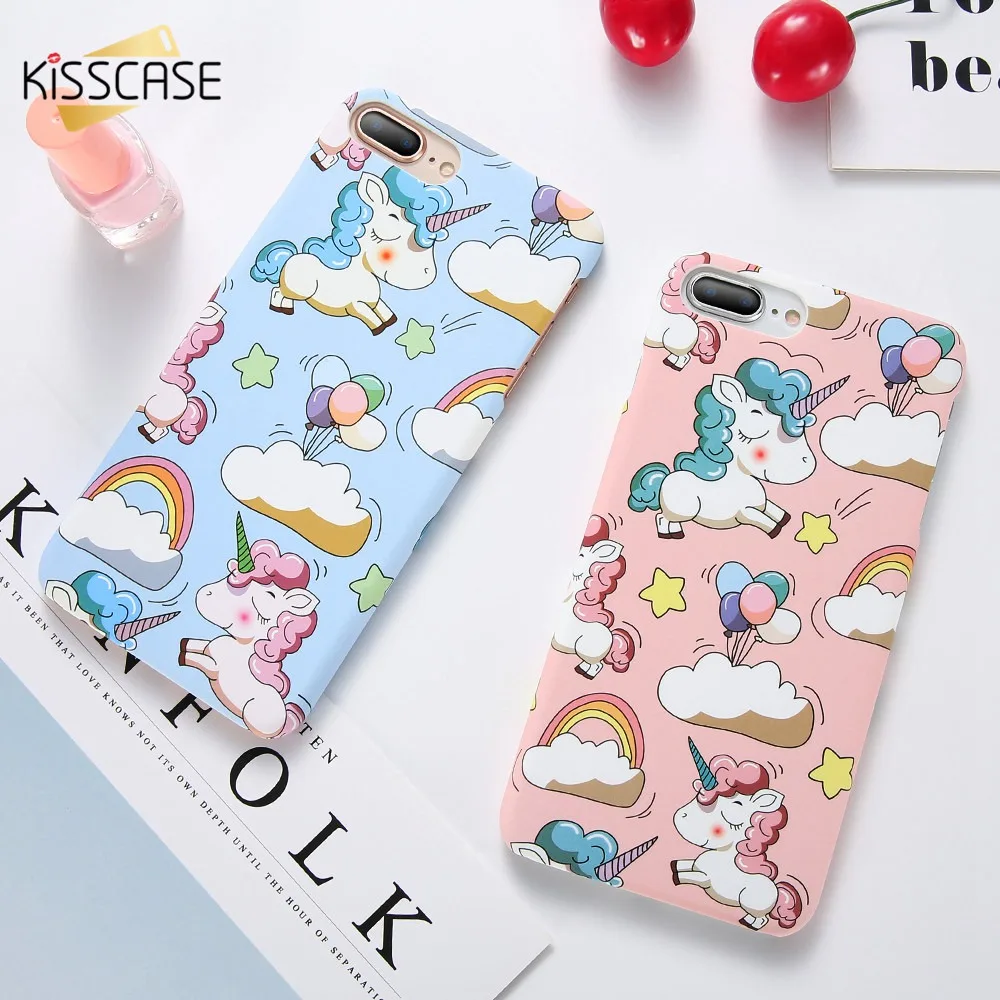 KISSCASE Единорог рисунком чехол на айфон 8 7 6S 6 X XS Max XR Cute Case телефон чехлы для iPhone 8 7 6S 6 Plus Жесткий PC задняя крышка аксессуары 10 Милый Девчушки чехол для iPhone X 5S SE 5 10