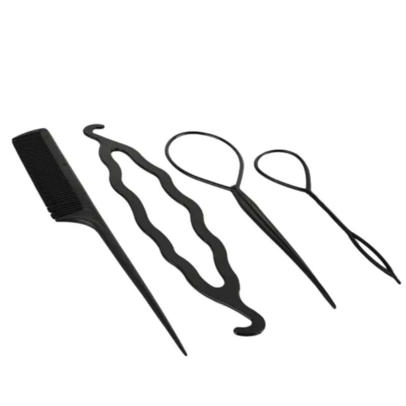 Mayitr 4pcs Ponytail Bun Maker Plastic Hair Braid Styling Clip Tool With Comb Kit Set For Hair Styling Tool