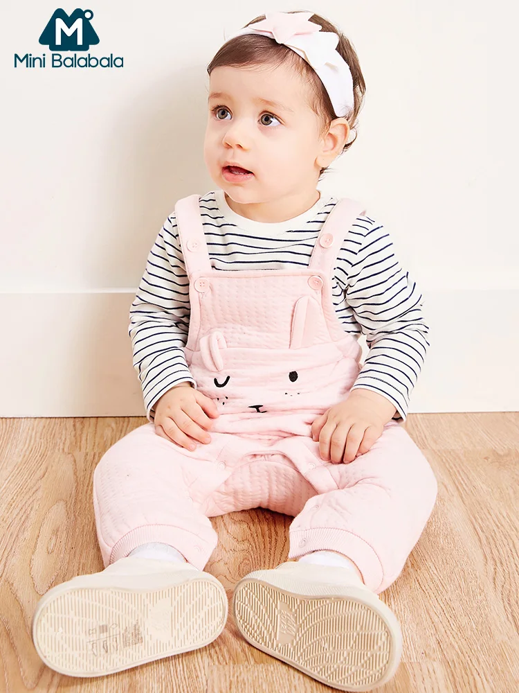 

Mini Balabala Baby 2-Piece Stripe Shirt Tops + Tank-Style Jumpsuit Set Infant Newborn Baby Boys Soft Cotton Clothes Clothing Set