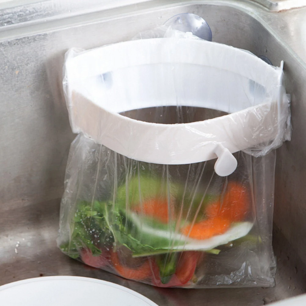 

1 Pcs Foldable Plastic Garbage Bag Holder Rack Portable Wall Mounted Hanging Trash Rubbish Bag Storage Rack Holder Kitchen Sink