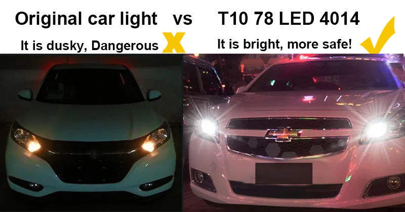 2x 12V Canbus T10 Car Led Bulb 194 168 192 W5W 4014 SMD 78 LED T10 Canbus Auto Error Free Side Wedge Light Clearance Lights Lamp  (9)