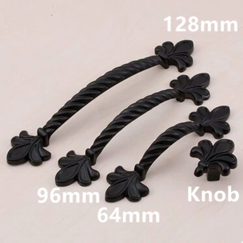 

128mm black kitchen cabinet drawer pull knob 96mm antique black dresser door handle Retro modern fashion furniture handles knobs