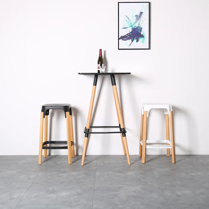 Современный дизайн Сталь деревянный барный табурет твердой деревянной ногой металлическое основание стул барный Caft Лофт барный стул 76 см высота сиденья