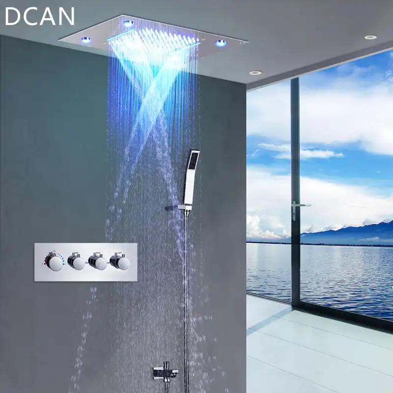 9 Function Shower Heads Light Big Rain Shower 700x380mm Large Waterfall
