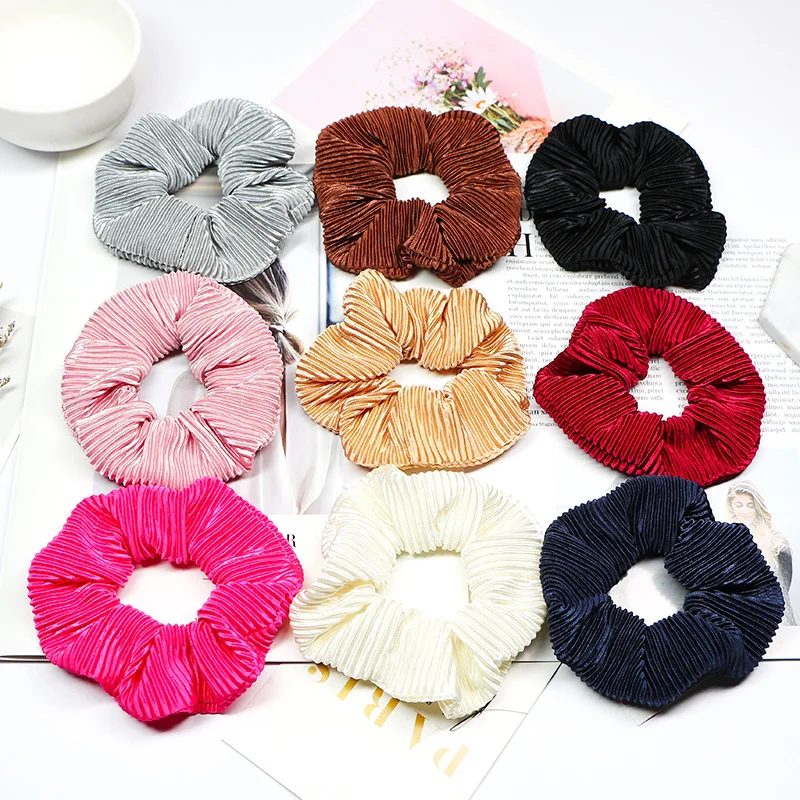 

1PC Elastic Stripe hairband Velvet hair ties Scrunchie women girls Hair Accessories Solid soft Hair Rubber Bands Ponytail Holder