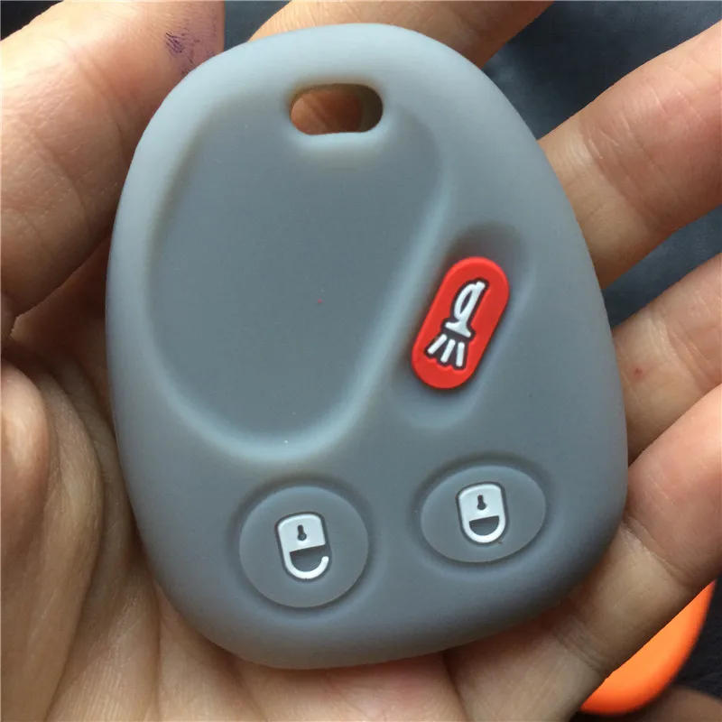 Силиконовый резиновый чехол для ключа автомобиля для Chevrolet S10 Silverado Suburban Tahoe для GMC Sierra Sonoma Yukon 3 кнопки rempte key - Название цвета: Серый