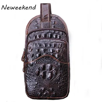 Men's Chest Bags Genuine Leather Male Messenger Purse Shoulder Bags Business Crocodile Pattern Casual Travel Bags Pack Vintage Men's Chest Bags Genuine Leather Male Messenger Purse Shoulder Bags Business Crocodile Pattern Casual Travel Bags Pack Vintage