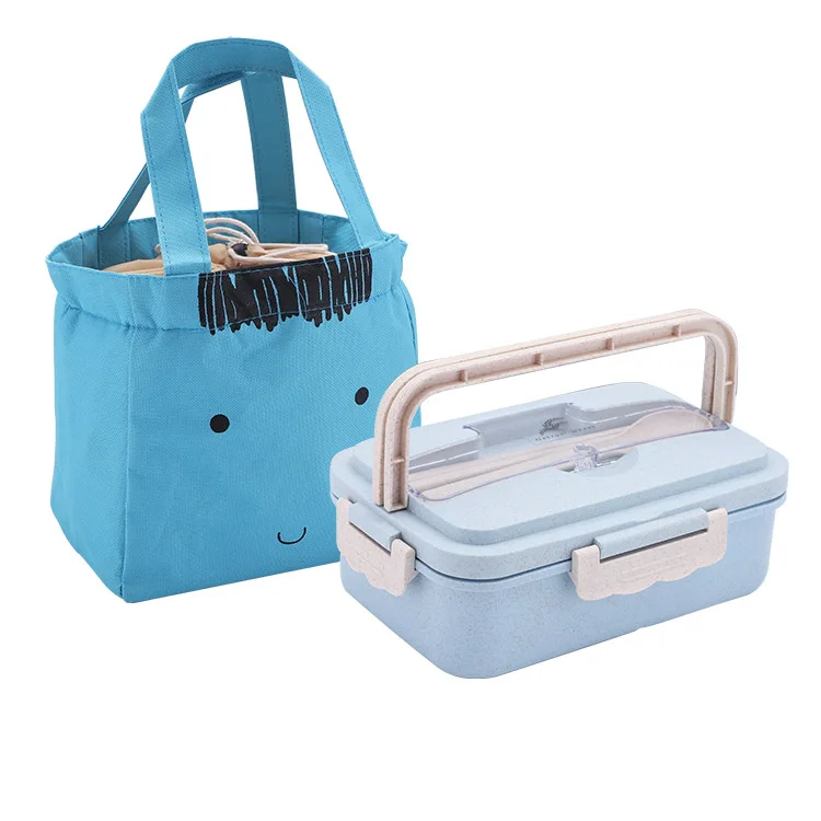 

Microwave Lunch Box Wheat Straw Dinnerware Storage Container Children Kids School Office Portable Bento Box Picnic With Cutlery