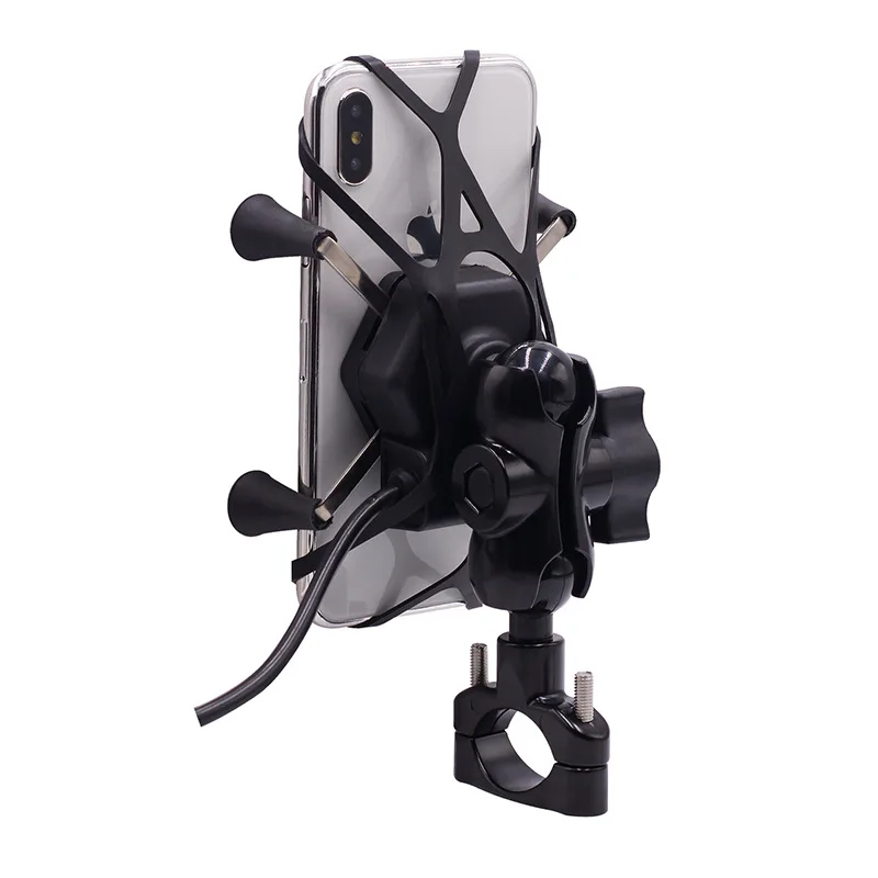 

Motorcycle Phone Mount Grip Holder Handle Bar Mount with 2A USB Charger for iPhone XS, 7/8 Plus, Galaxy S9 etc
