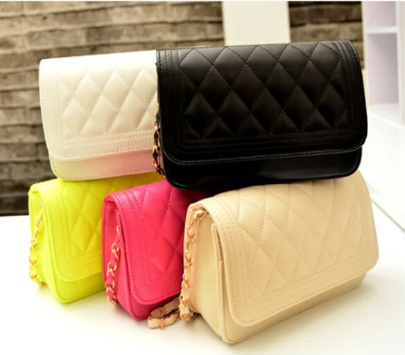  Lozenge Fashion handbags High quality PU leather Women bag Sweet girl chain small square package La - 32468077195