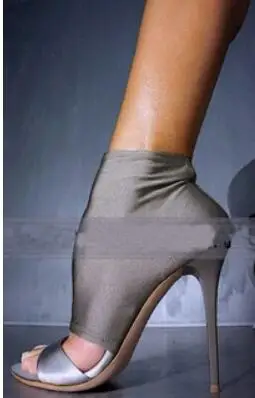 Пикантные женские ботфорты на высоком каблуке; Сапоги выше колена на высоком каблуке; эластичные высокие сапоги с открытым носком; эластичные тканевые носки; женская обувь для вечеринок