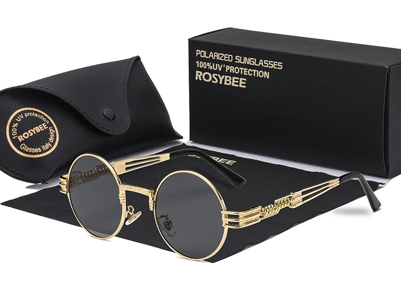 Поляризованные круглые металлические мужские женские солнцезащитные очки стимпанк женские модные солнцезащитные очки Брендовые дизайнерские ретро винтажные UV400 Мужские очки