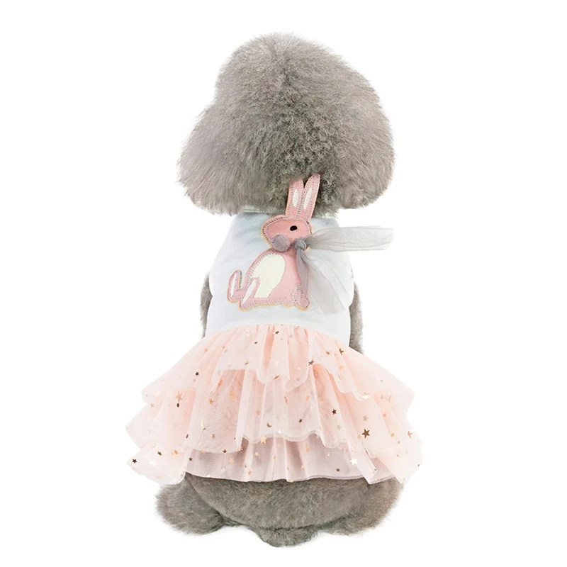 Весенне-летняя юбка принцессы с милым кроликом на топе, милое платье принцессы для маленьких и средних собак, классное платье, аксессуары для домашних животных
