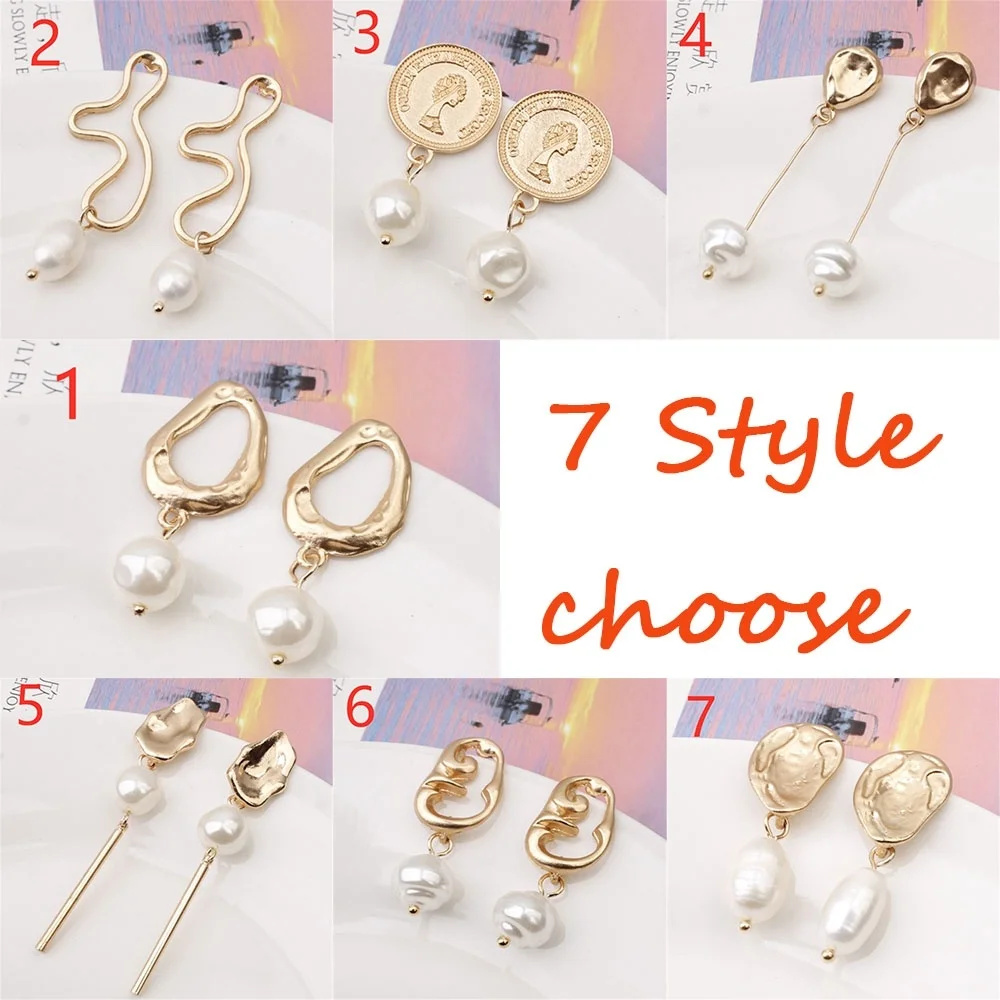 

2019 New Pearl Simple Wild Creative Irregular Metal Pearl Earrings Ladies Ear Jewelry