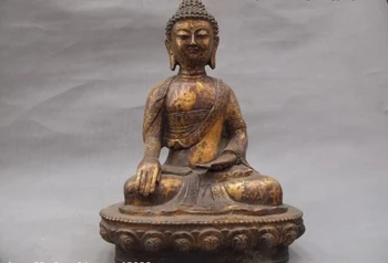

USPS to USA S0392 Tibet Fane Classic Old Copper Bronze Sakyamuni Tathagata Amitabha Buddha Statue