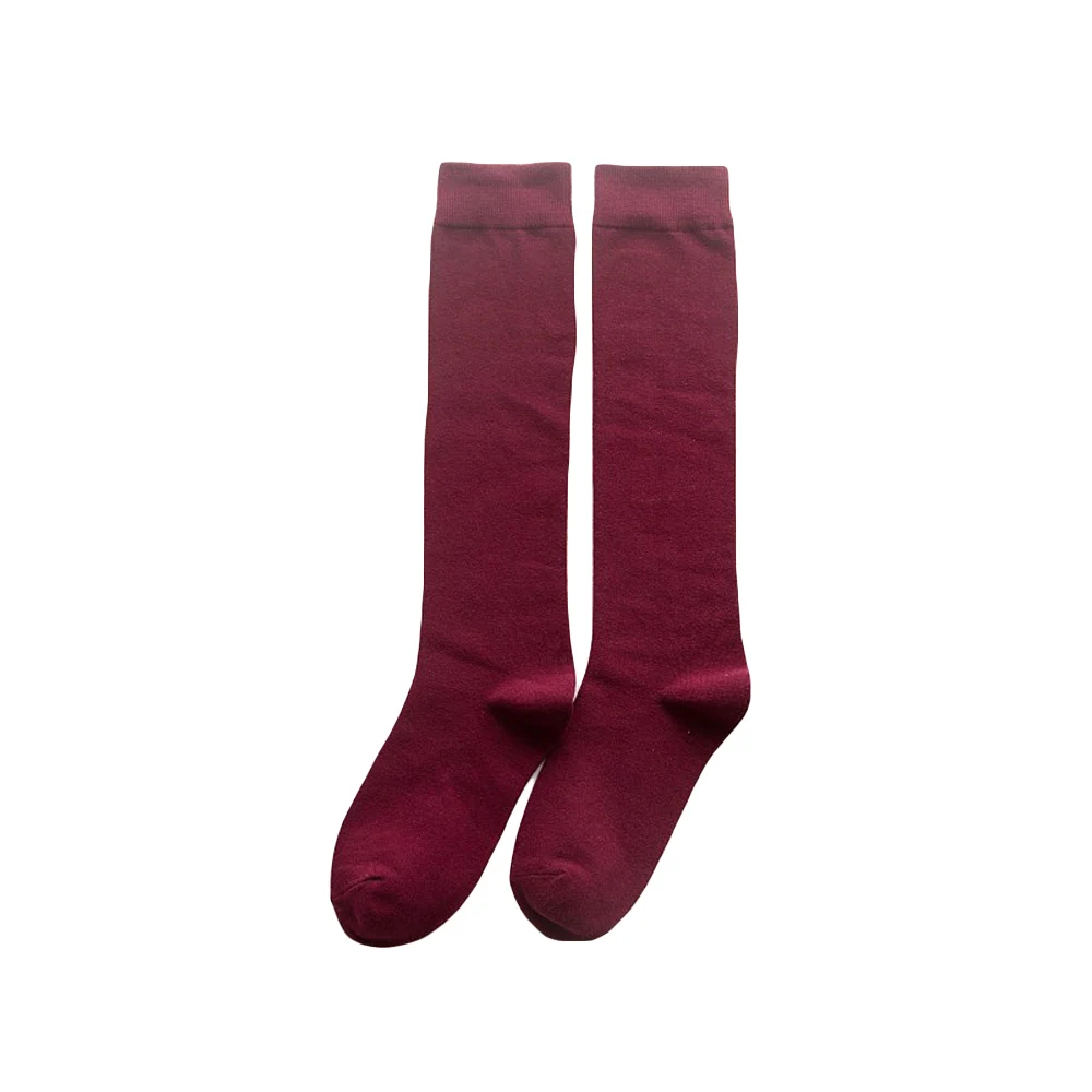 Women Solid Color Knee Long Stockings Casual Cotton Comfortable College Stockings SCKHC0001 - Цвет: Wine Red