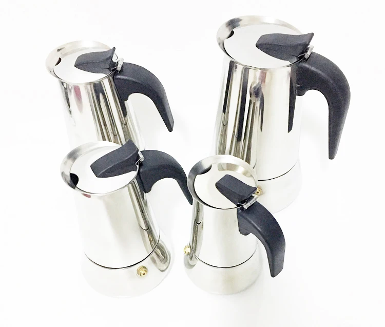 Stainless Steel Moka Coffee Maker, Percolator Tools, Percolator, Stovetop Filter, Espresso, Latte, 100ml, 200ml, 300ml, 400ml
