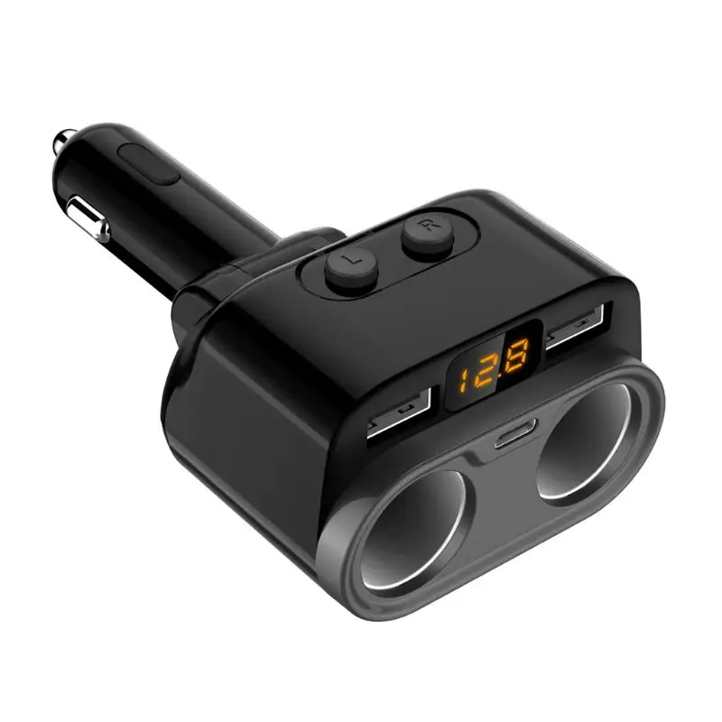 12 V двойной Тип usb C автомобильный разветвитель прикуривателя розетка с выключателем светодиодный Напряжение монитор автомобильное зарядное устройство для телефона