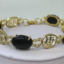 > Китайский 12X16 мм бисера черный нефритовый браслет на удачу 7,5"
