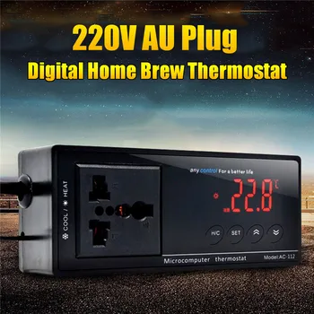 

220V AU Plug Digital Micorcomputer Thermostat Home Brew Temperature Controller Control Heating Cooling Room Brewing Beer