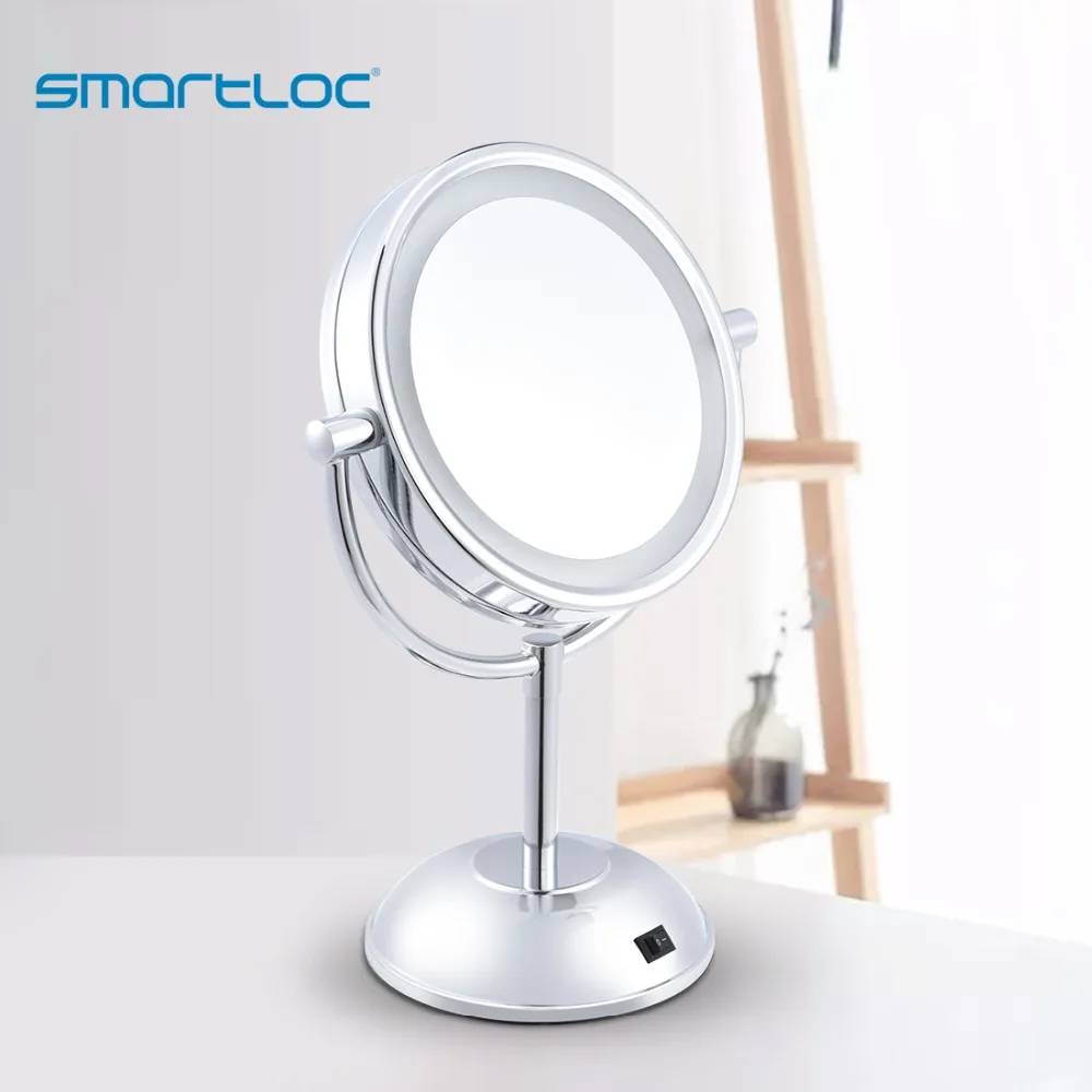 Smartloc 2 الوجه الحديد LED أضواء الحمام حامل جولة مرآة ماكياج 3X المكبرة حمام المكياج التجميل الغرور الذكية جدار Smartloc 2 الوجه الحديد LED أضواء الحمام حامل جولة مرآة ماكياج 3X المكبرة حمام المكياج التجميل الغرور الذكية جدار