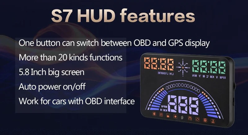 BigBigRoad 5,8 дюймов Автомобильный HUD Дисплей OBD 2+ gps 2 в 1 Динамическая скорость лобового стекла проектор сигнализация неисправностей двигателя