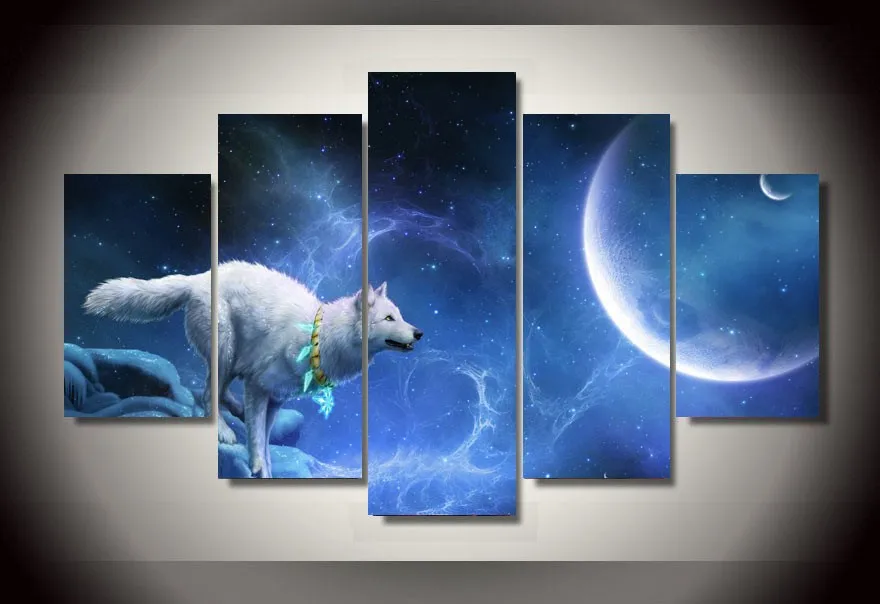 

2017 Promotion Real No Oil Magic Wolf Group Painting Children's Room Decor Picture Canvas Home Decorative Art Paint On Prints