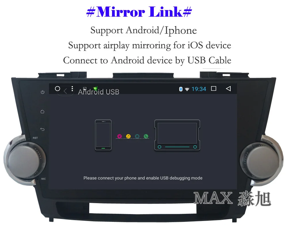 Sale MAX GPS Navigation Radio Android 8.1.0 Car DVD Player for Toyota Highlander Old 2009-2013 RDS Bluetooth Call WiFi SWC Free Map 10