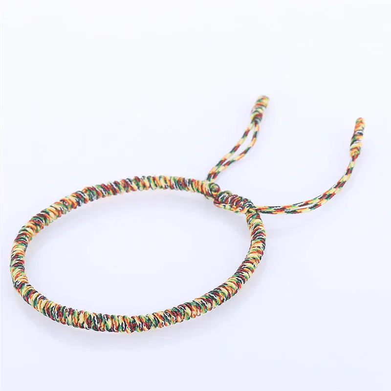 Ручная работа разноцветный браслет плетеные Тибетские буддийские браслеты узлов счастливая веревка Браслеты и регулирующийся размер, 1255 - Окраска металла: mix color