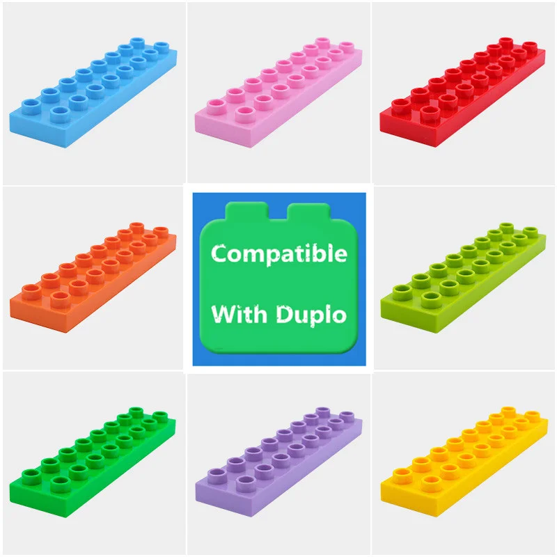

2X8 Thin Bricks Large Particle Diy Building Blocks Bulk Assembling Plastic Parts Compatible with Legoingly Duploed Toys for Baby