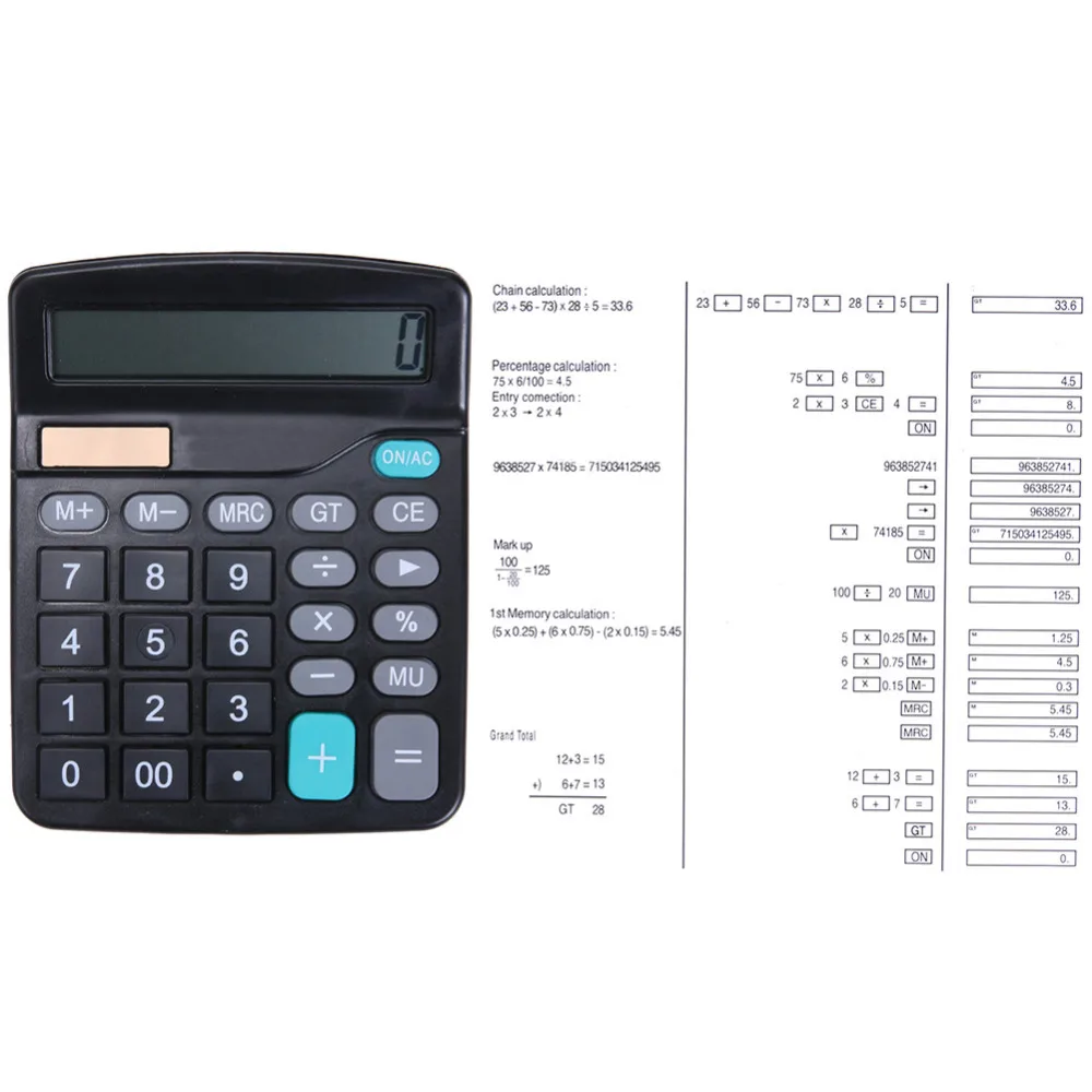 12 الرقمية شاشة كبيرة بطارية الطاقة الشمسية حاسبة الأعمال المحاسبة الإلكترونية المحمولة Calculadora