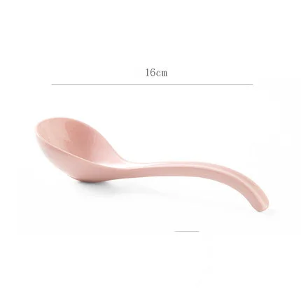 ANTOWALL бытовые керамические Длинные ручки большая ложка для супа японский рамен, ложка Корейская маленькая свежая конфетного цвета Милая десертная ложка - Цвет: ramen spoon pink