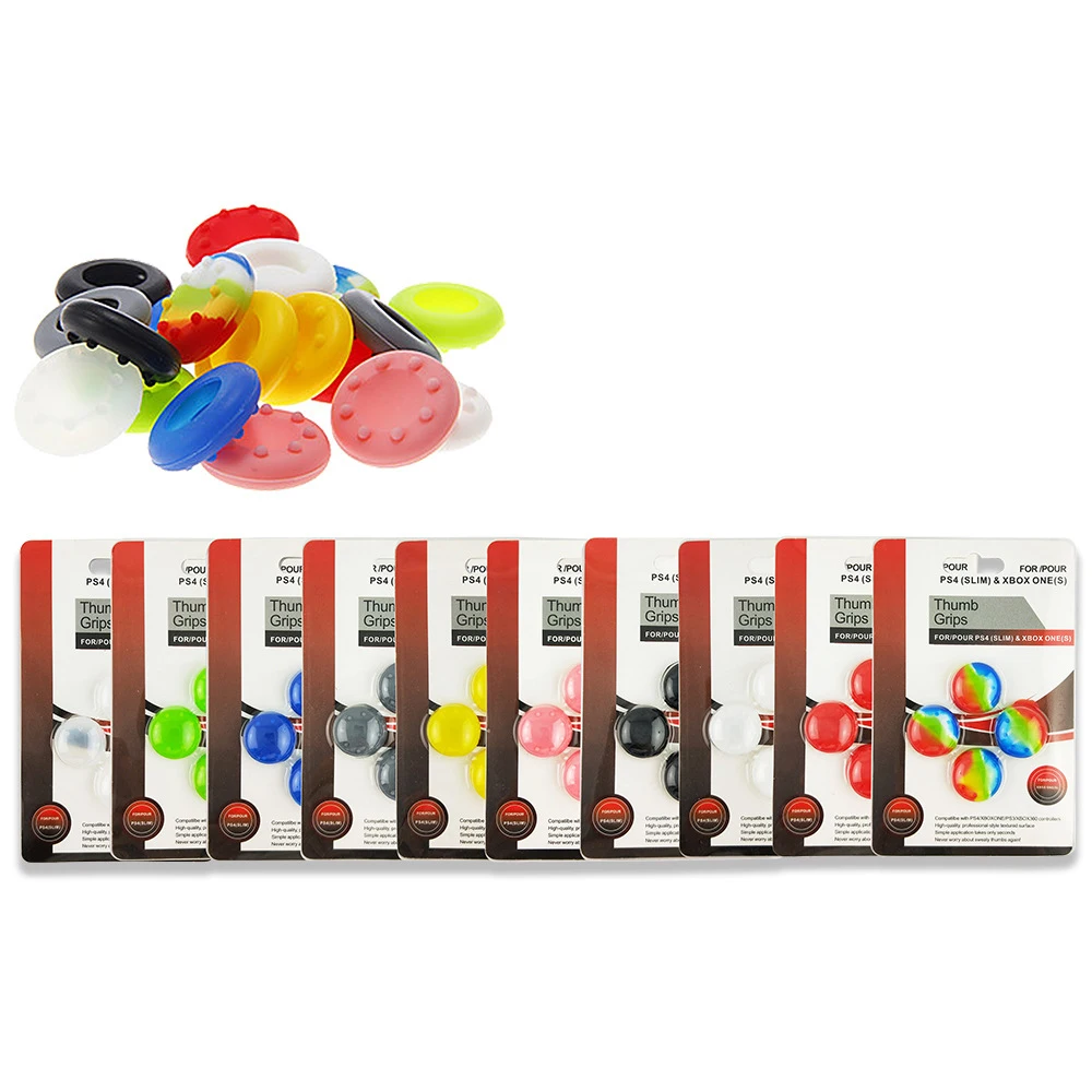 

4pcs Analog Silicone Controller Thumb Stick Grips Guard Cap For Playstation 4 Dualshock 4 PS4 PS3 Xbox 360 / One With Retail Box