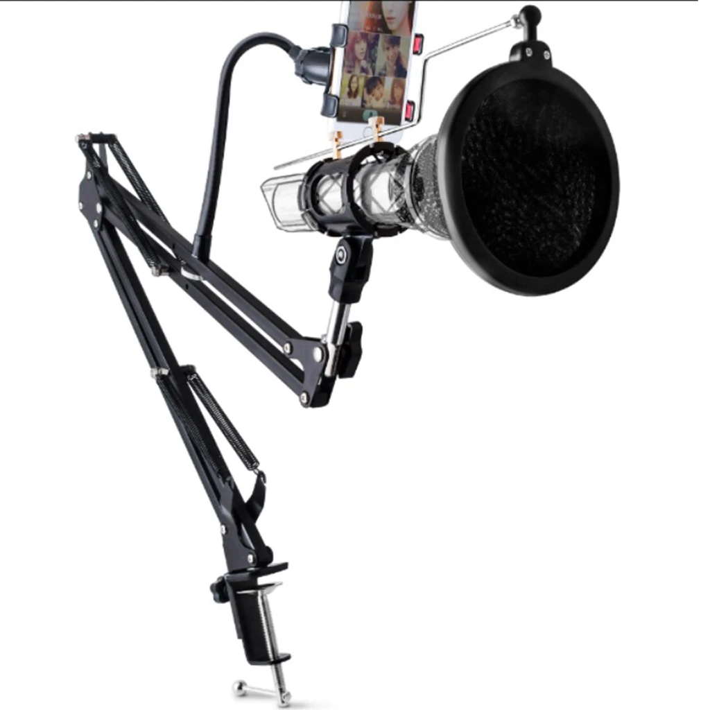 DYY микрофон ножничный кронштейн Стенд настольный монтажный зажим NW фильтр щиток для ветрового стекла металлический монтажный комплект