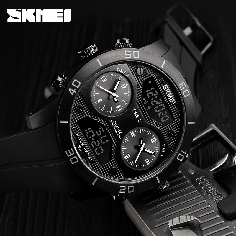 Популярный бренд SKMEI новые электронные часы 50 м Водонепроницаемые многофункциональные мужские наручные часы с большим циферблатом спортивные цифровые часы 1355