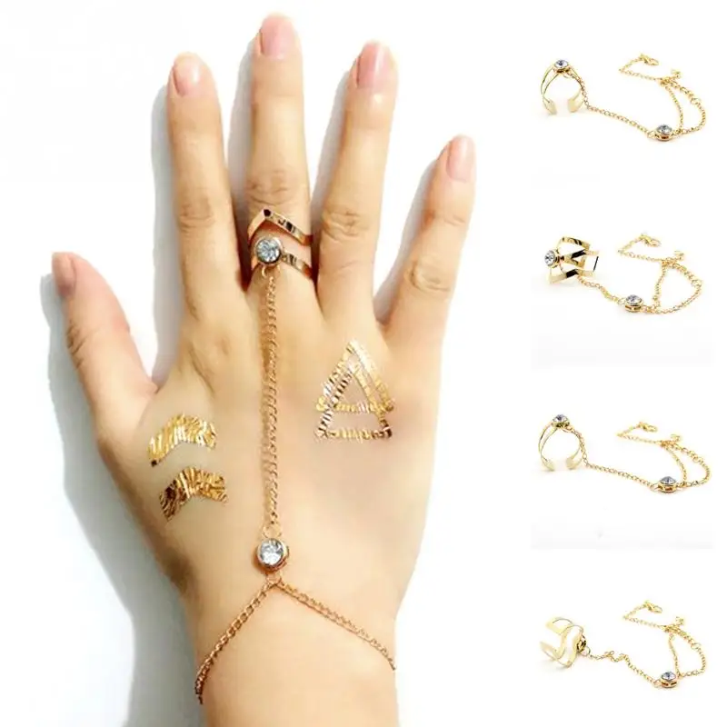 

Hot Fashion Punk Jewelry Women Lady Rhinestone Crystal Ring Bracelet