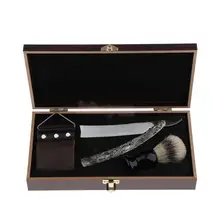 Мужская деревянная коробка для бритья, набор для бритья, прямая бритва, точильный ремень