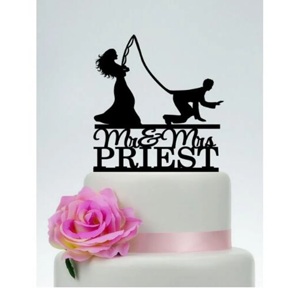 

Custom Funny Fishing Wedding Cake Topper Personalized Bride and Groom Interesting Wedding Engagement Cake Top Decorations