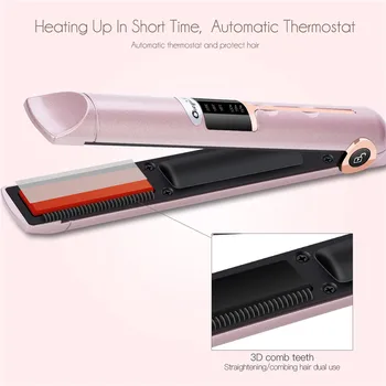 

Hair Straightener USB Recharging Curler Fast Heating Curling Iron Plate Board LED Display Hair Flat Iron styling tool Power Bank