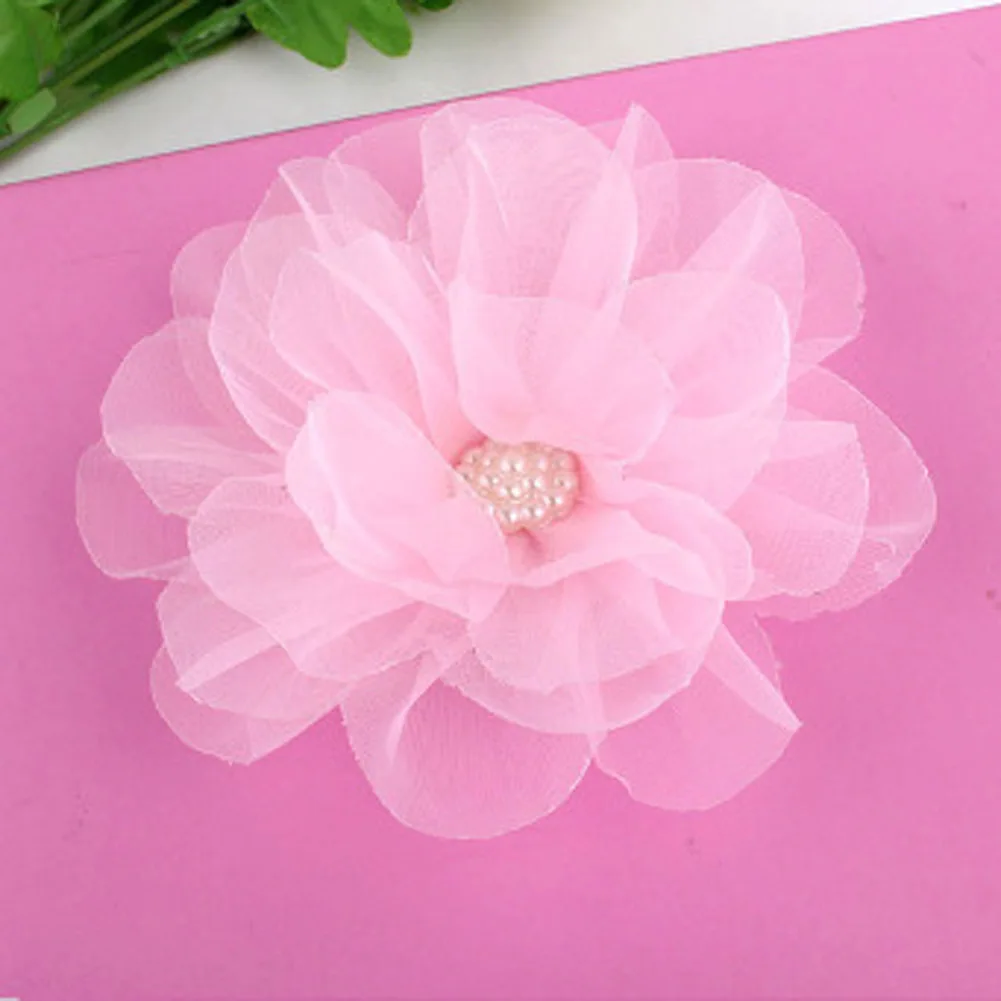 Neue heiße verkauf 1 STÜCK Große Chiffon Blume simulieren Perle Mädchen Haarspangen Kinder Seitlichem Haarnadel Zubehör nettes geschenk