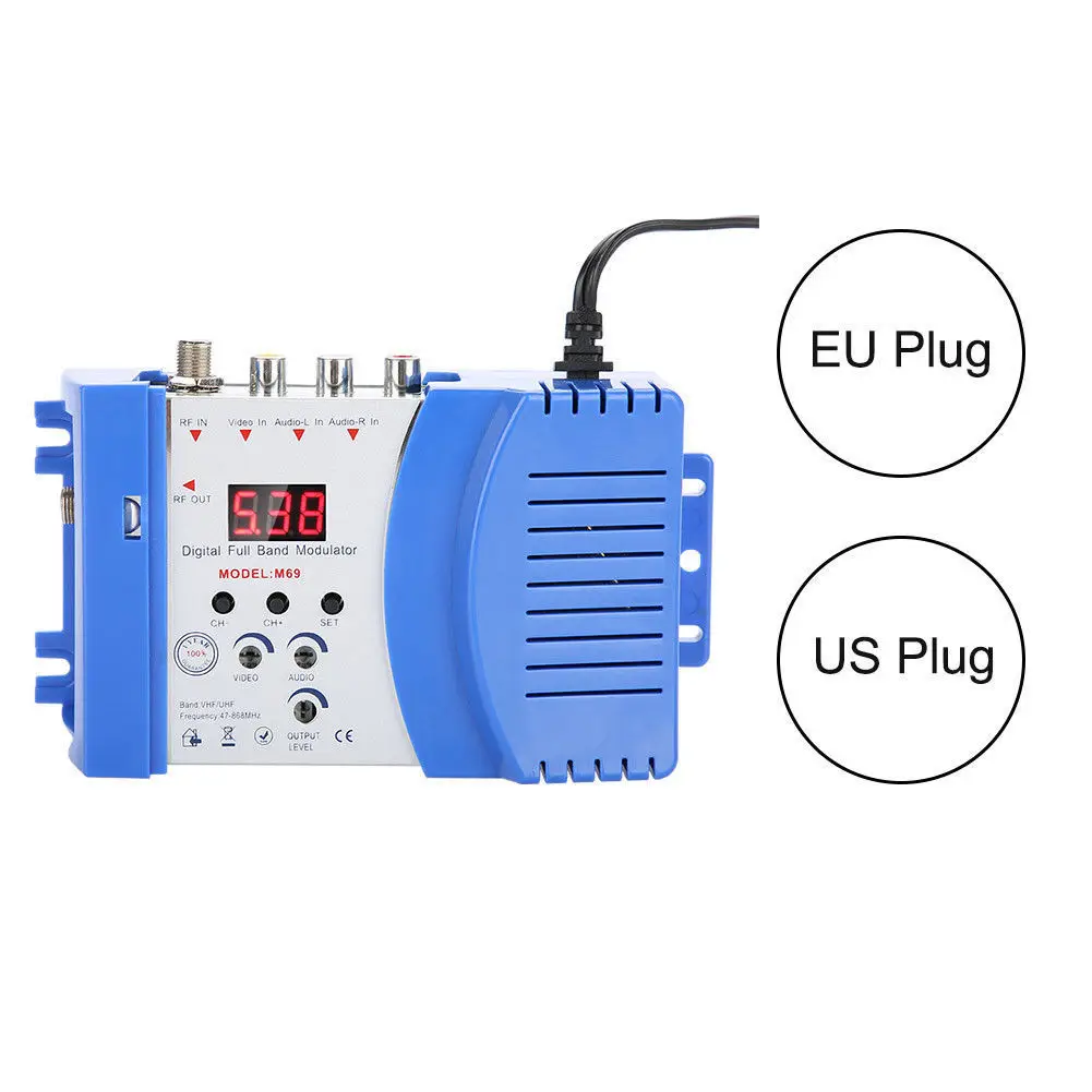 Конвертер Профессиональный цифровой VHF Uhf Rf модулятор AV в RF авто ТВ конвертер адаптер