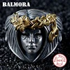 BALMORA Real 925 Sterling Silver Goddess Open Stacking Rings for Women Men Couple Original Punk Hip-pop Jewelry Anillos Boy ► Photo 1/6