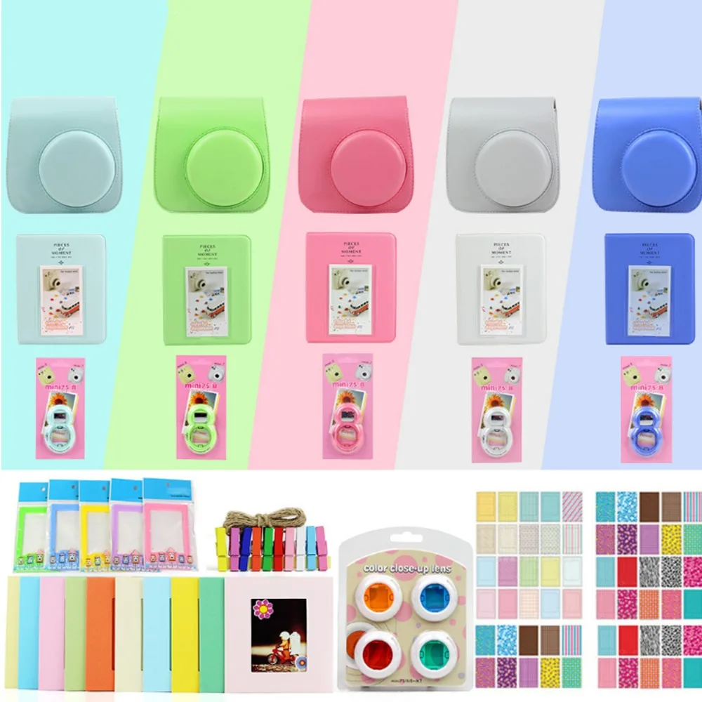 5 Color Accssories Bundle Set for Fujifilm Instax Mini 9 Instant Film Camera Including Carry Bag/Photo Album/Stickers/Lens/Frame 5 Color Accssories Bundle Set for Fujifilm Instax Mini 9 Instant Film Camera Including Carry Bag/Photo Album/Stickers/Lens/Frame