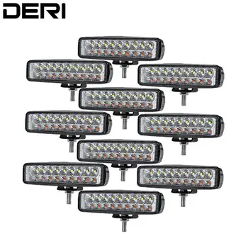 

6 inch 18W Aluminum Housing 12V 24V Double Color Dual Row Slim 18W Flood Spot Beam LED Work Light Bar for JEEP Truck Car Styling