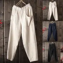 Pantalones holgados de algodón puro y lino para hombre, novedad de verano, estilo Simple y a la moda, Vintage, Hip Hop, Pantalones largos