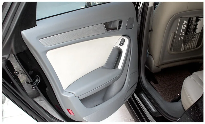 Автомобильный Стайлинг Дверь панель подлокотника крышка отделка окна стекло Лифт кнопки переводная картинка в виде рамки полосы из нержавеющей стали стикер для Audi A4 B8 LHD