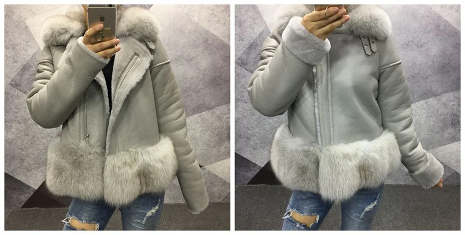 women genuine leather jacket with fur (2)